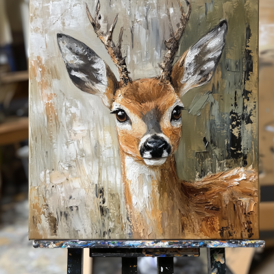 Acrylic Painting of a Roebuck