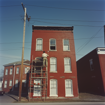 Man Painting a Building