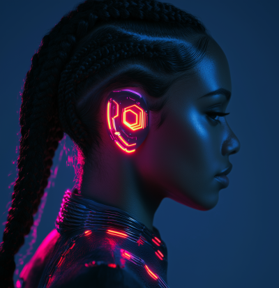 Futuristic Black Woman with LED Ear