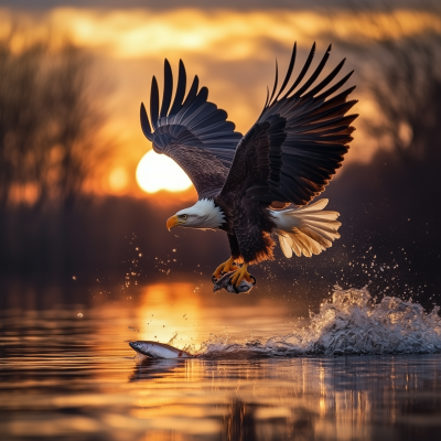 Bald Eagle at Sunset