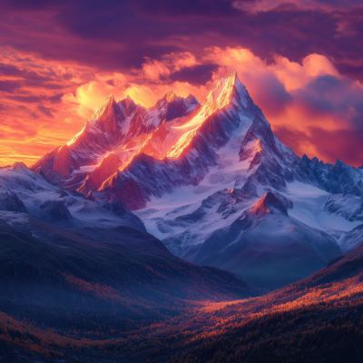 Sunset Over Mountain Peaks