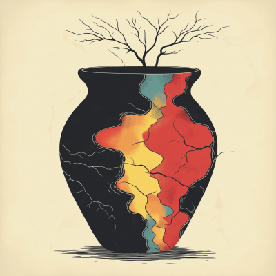 Cracked Pot with Glowing Light