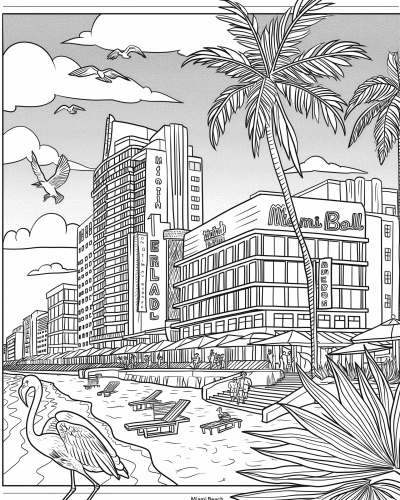 Miami Beach Skyline Coloring Page