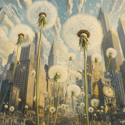 Surreal Dandelion Cityscape