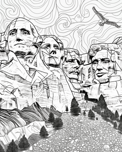 Mount Rushmore Coloring Page