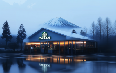 Starbucks with Mount Fuji