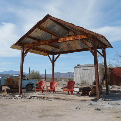 Rustic Metal Structure in Scrap Area