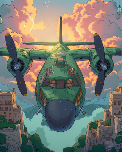 Hulking Cargo Plane Illustration