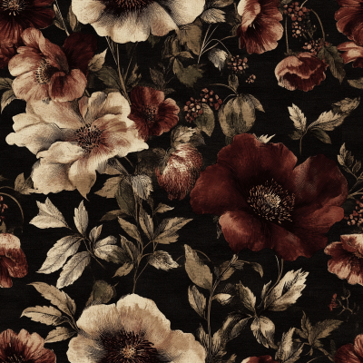 Victorian Dark Floral Wallpaper