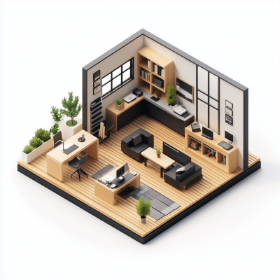 Isometric Modern Workplace Diorama