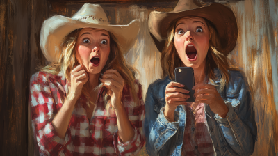 Surprised Girls in Cowboy Hats