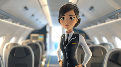 Cartoon Style Flight Attendant