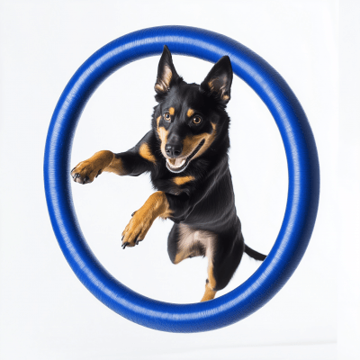 Australian Kelpie Jumping Through Hoop