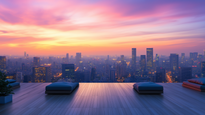 City Sunset View from Rooftop