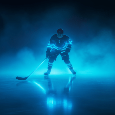 Hockey Player in Neon Lights