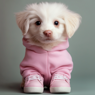 Puppy in Pink Shoes