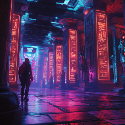 Cyberpunk Ancient Egypt Temple