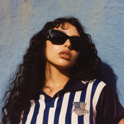 Charli XCX in Striped Jersey