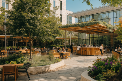Lively University Café Courtyard