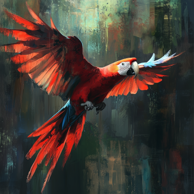 Flying Red Parrot