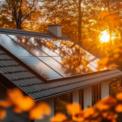 Sunlight on Solar Panels