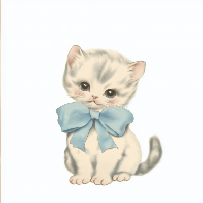 Vintage Grey Kitty Postcard