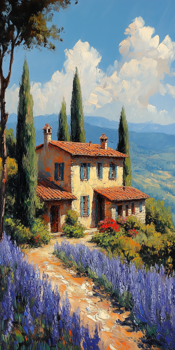 Tuscan Villa in Impressionist Style