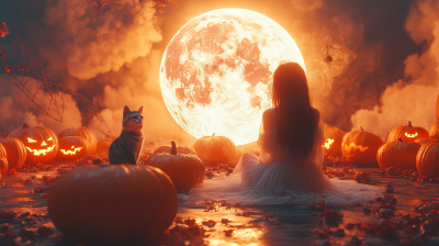 Halloween Vixen with Cat