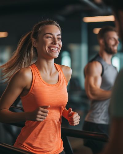 Happy Woman on Treadmill