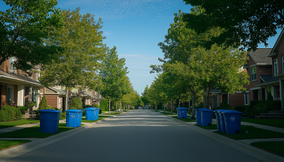 Recycling Day on a Tree Lined Street