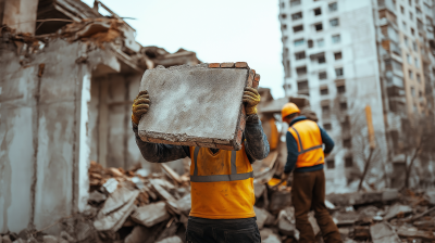 Construction Workers Carrying Brick Wall