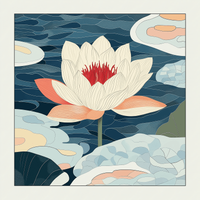 Ornate Lotus in Pond