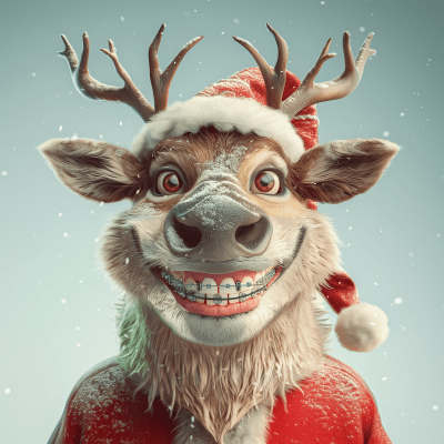 Friendly Reindeer in Santa Costume