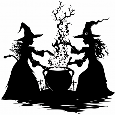 Witches Stirring Cauldron