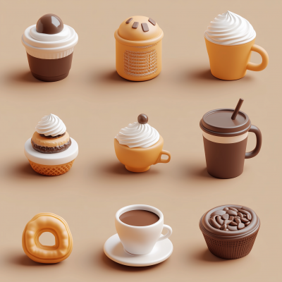 3D Coffee Shop Icons