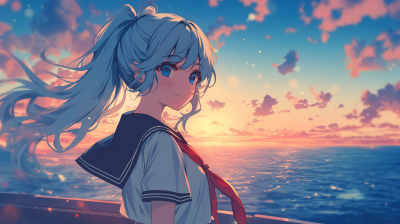 Sailor Girl at Sunset