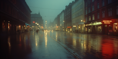 Lonely Night Street in Stockholm