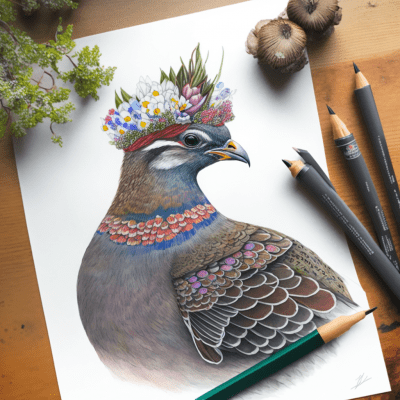Grouse with Flower Crown