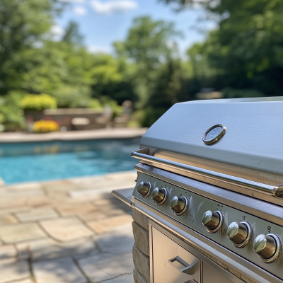 Dirty Outdoor Grill by the Pool