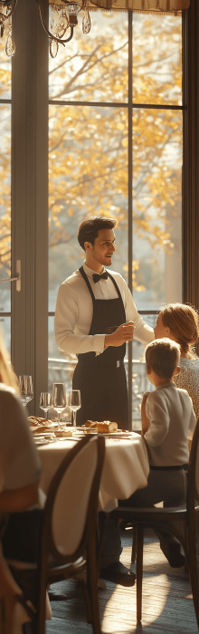 Waiter with Family at Table