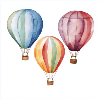 Colorful Watercolor Air Balloons