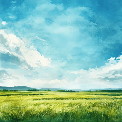 Blue Sky and Green Grassland