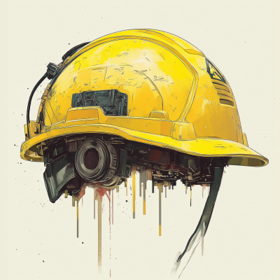 Watercolor Style Construction Helmet