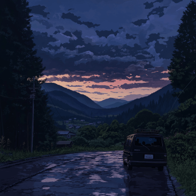 Twilight in the Japanese Countryside