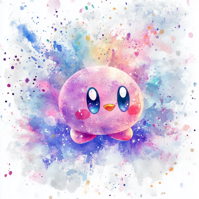 Cute Kirby Watercolor Clipart