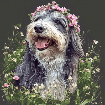 Bearded Collie in the Wild