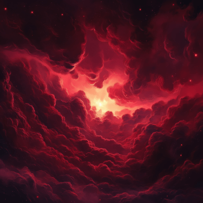 Fantasy Sky with Red Clouds