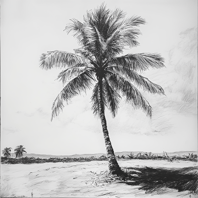 Old Drawing of a Coconut Tree