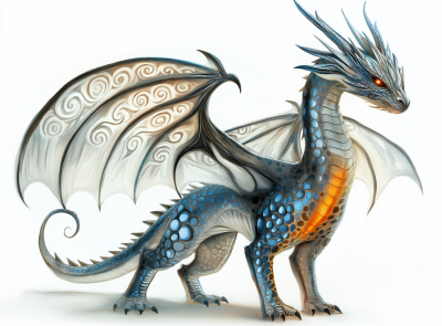 Silver Dragon with Iridescent Wings