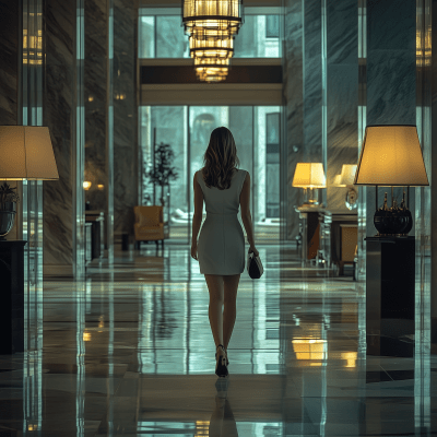 Elegant Woman in Hotel